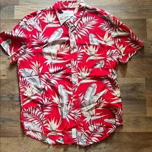 Lucky Brand Red Tropical Print Men's Shirt